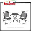 3pcs Patio Bistro Set Outdoor Mesh Folding Table and Chairs